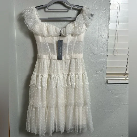 BCBG Maxazria Off the Shoulder Corset Mini Dress NWT - Picture 4 of 9